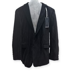 Tommy Hilfiger Black Men's Velvet Blazer Jacket Stretch Two Button Size 44